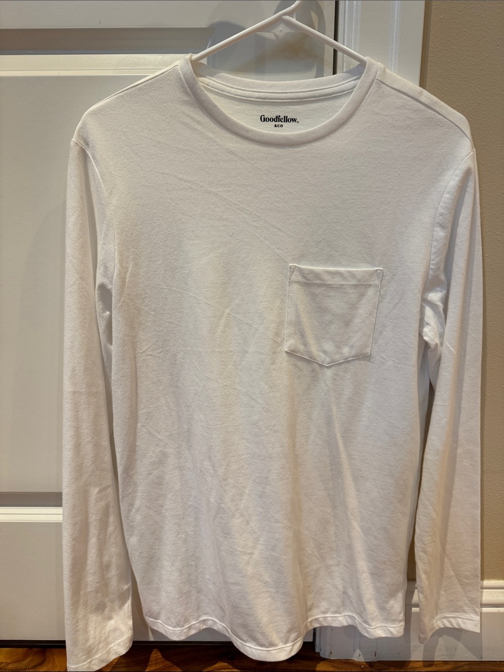 Goodfellow & Co White Long-Sleeve Pocket Tee
